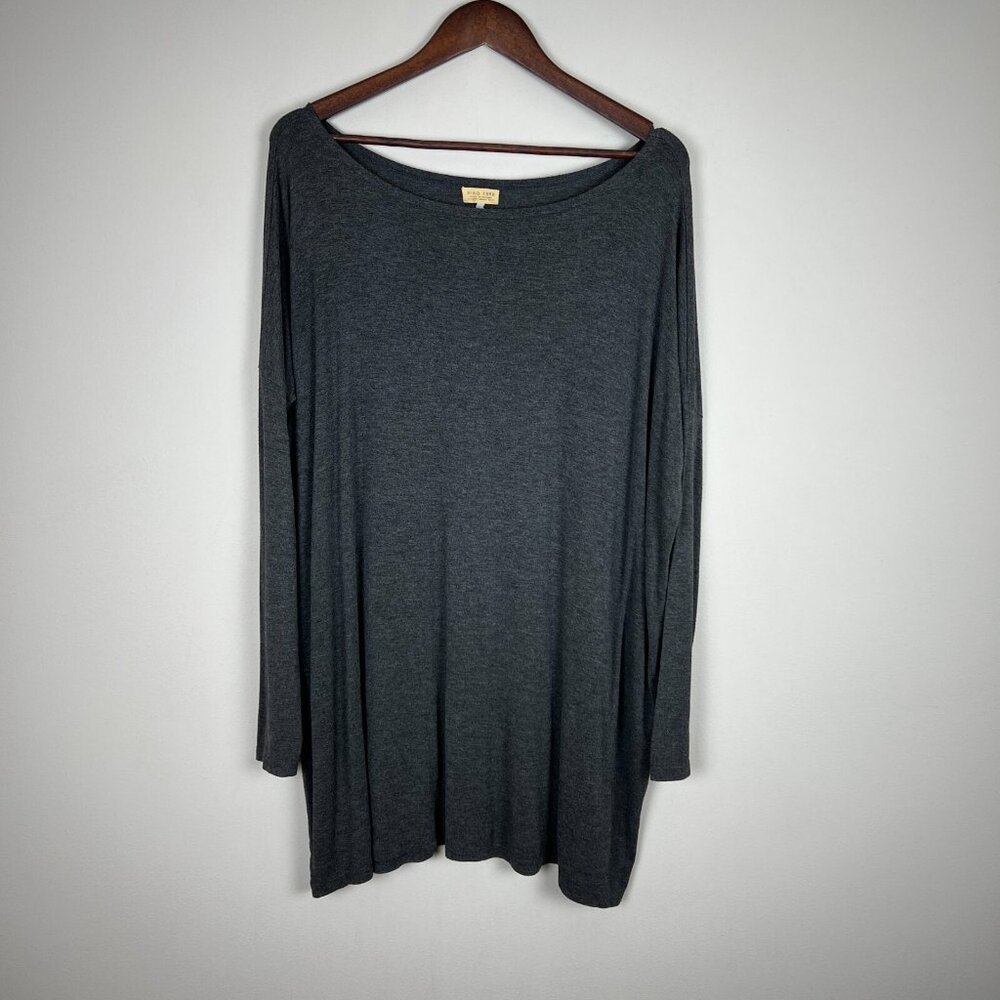 Piko 1988 Tunic Top Womens Large Gray Drop Shoulder Long Sleeve Oversized‎ Flowy